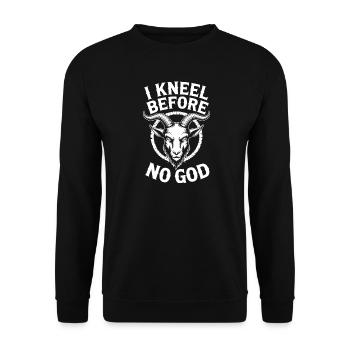 No God Goat Emblem - Unisex Sweatshirt - black - Front - Alina (178cm) & Michal (187cm)