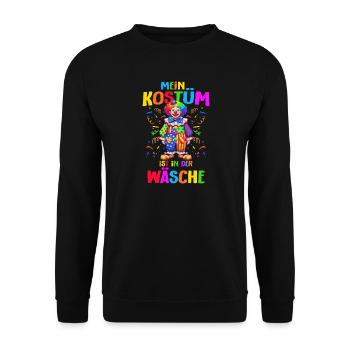 Carnival Mein Kostüm ist in der Wäsche - Unisex Pullover - Schwarz - Vorne - Alina (178cm) & Michal (187cm)