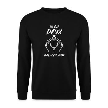 Pregnancy Announcement There Are Two Of Us In This Tee - Unisex Sweatshirt - black - Front - Alina (178cm) & Michal (187cm)