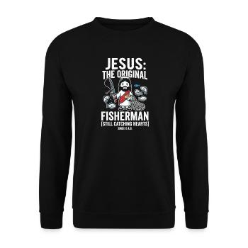 Jésus, le pêcheur originel – Attrapant des cœurs - Sweat-shirt Unisexe - noir - Devant - Alina (178cm) & Michal (187cm)