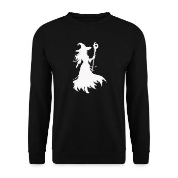 Witches silhouette with staff - Unisex Sweatshirt - black - Front - Alina (178cm) & Michal (187cm)