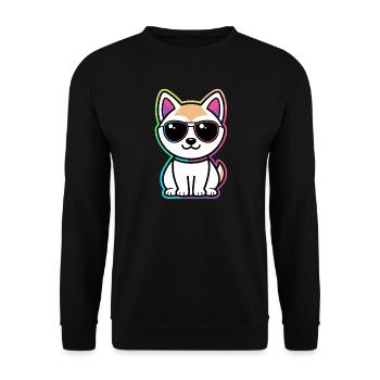 Cat Neon Rainbow Glasses - Unisex Sweatshirt - black - Front - Alina (178cm) & Michal (187cm)