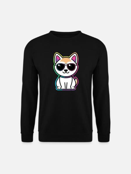 Cat Neon Rainbow Glasses - Unisex Sweatshirt - black