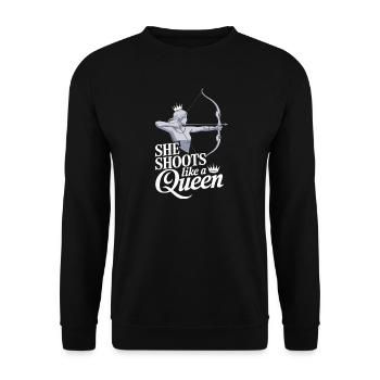 Queen Archer: She Shoots Like a Queen - Unisex Sweatshirt - black - Front - Alina (178cm) & Michal (187cm)