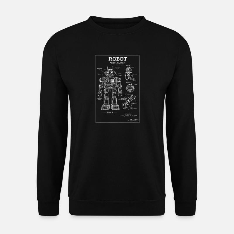 Retro Robot Blueprint Patent Art - Unisex Sweatshirt - black