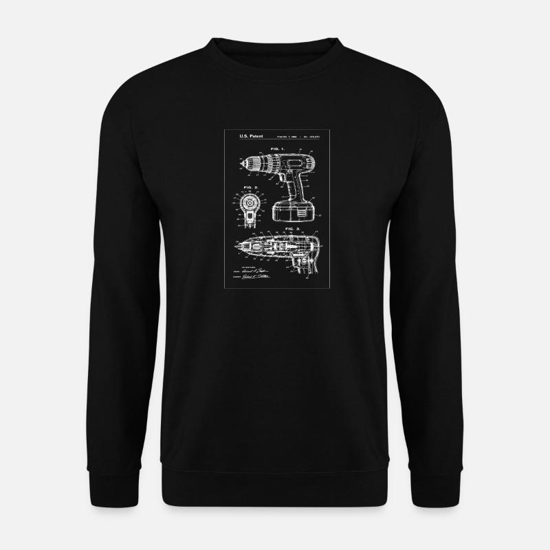 Drill Patent Blueprint Artwork - Unisex Sweatshirt - black