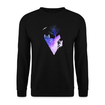 Rock Climbing Nature Watercolor Silhouette - Unisex Pullover - Schwarz - Vorne - Alina (178cm) & Michal (187cm)