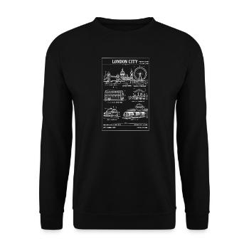 London Skyline Blueprint Tee - Unisex Pullover - Schwarz - Vorne - Alina (178cm) & Michal (187cm)