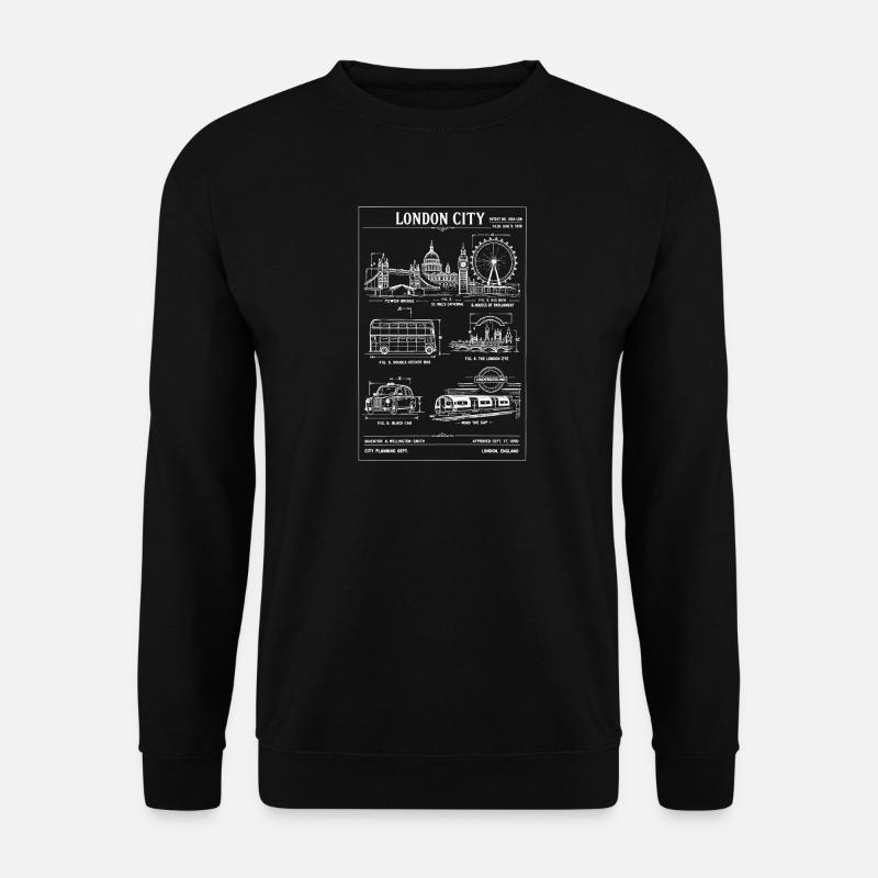 London Skyline Blueprint Tee - Unisex Pullover - Schwarz