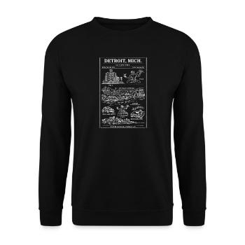 Detroit Patent City Skyline - Unisex Pullover - Schwarz - Vorne - Alina (178cm) & Michal (187cm)
