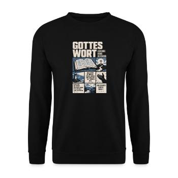 Gottes Wort lebendig wahr beständig - Unisex Pullover - Schwarz - Vorne - Alina (178cm) & Michal (187cm)