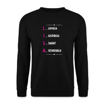 Lisa Name Acrostic - Unisex Sweatshirt - black - Front - Alina (178cm) & Michal (187cm)