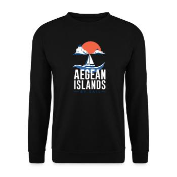 Segelgeschenke für Männer, Ägäische Inseln mit Segeln - Unisex Pullover - Schwarz - Vorne - Alina (178cm) & Michal (187cm)