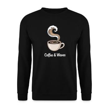 Coffee Waves Surfing Coffee & Waves Surfer Beach - Unisex Sweatshirt - black - Front - Alina (178cm) & Michal (187cm)