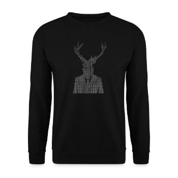 Hirsch-ASCII-Kunst - Unisex Pullover - Schwarz - Vorne - Alina (178cm) & Michal (187cm)
