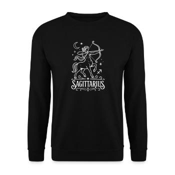 Sternzeichen Schütze - Elegantes Line Art Astro - Unisex Pullover - Schwarz - Vorne - Alina (178cm) & Michal (187cm)
