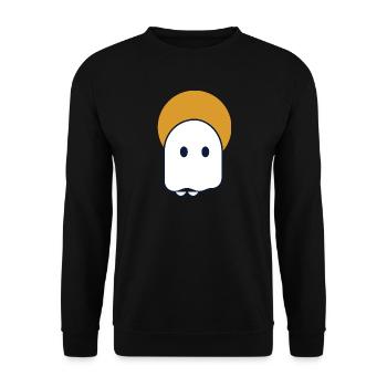 Moon Ghost – Minimaler Geist in Mondsichel - Unisex Pullover - Schwarz - Vorne - Alina (178cm) & Michal (187cm)