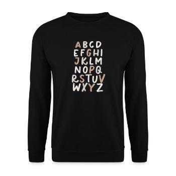 Alphabet Letters - Unisex Pullover - Schwarz - Vorne - Alina (178cm) & Michal (187cm)