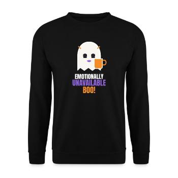 Emotionally Unavailable Boo Funny Ghost - Unisex Pullover - Schwarz - Vorne - Alina (178cm) & Michal (187cm)