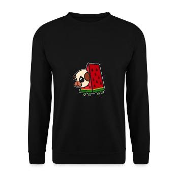Pug and watermelon. Dog Mom Gift - Unisex Sweatshirt - black - Front - Alina (178cm) & Michal (187cm)