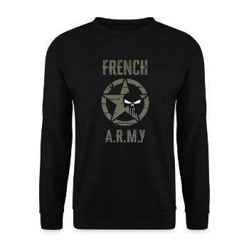 French Army Militaire Cadeau Drôle - Sweat-shirt Unisexe - noir - Devant - Alina (178cm) & Michal (187cm)