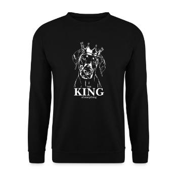 Doberman Roi de tout Chien Disant Wilsigns - Sweat-shirt Unisexe - noir - Devant - Alina (178cm) & Michal (187cm)