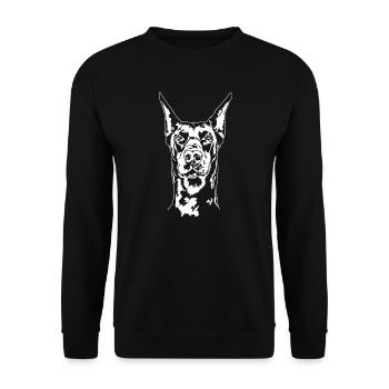 Dobermann Portrait Dobi Dobie Hund Hunde Wilsigns - Unisex Pullover - Schwarz - Vorne - Alina (178cm) & Michal (187cm)