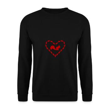 Eichhoernchen Red heart with paws imprint - Unisex Sweatshirt - black - Front - Alina (178cm) & Michal (187cm)
