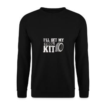 Ich hole meinen Werkzeugkasten Gaffa Klebeband - Unisex Pullover - Schwarz - Vorne - Alina (178cm) & Michal (187cm)