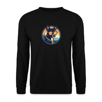 Hund mit Sonnenbrille - Unisex Pullover - Schwarz - Vorne - Alina (178cm) & Michal (187cm)