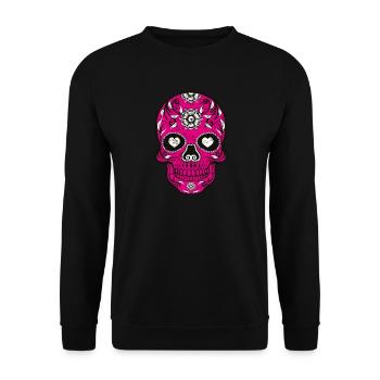 Costume Halloween crâne en crâne rose - Sweat-shirt Unisexe - noir - Devant - Alina (178cm) & Michal (187cm)