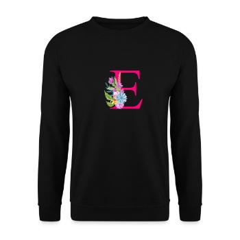 E letter red - Unisex Sweatshirt - black - Front - Alina (178cm) & Michal (187cm)