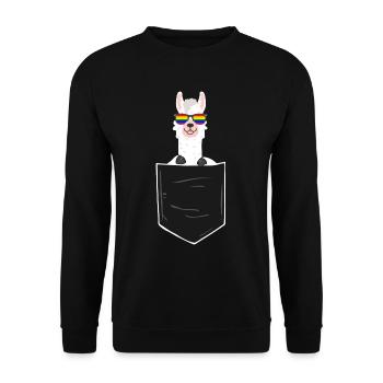 Gay Llama In Der Tasche Pride Brille Gay Lama - Unisex Pullover - Schwarz - Vorne - Alina (178cm) & Michal (187cm)
