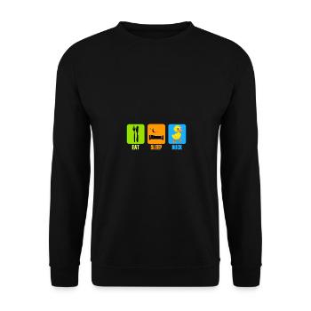 Duck Duck Eat Sleep Gift - Unisex Sweatshirt - black - Front - Alina (178cm) & Michal (187cm)