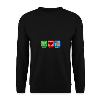 Squirrel Squirrel - Peace Love - Sweat-shirt Unisexe - noir - Devant - Alina (178cm) & Michal (187cm)