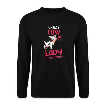 Crazy Cow Lady Women Gift Animal Cow - Unisex Sweatshirt - black - Front - Alina (178cm) & Michal (187cm)