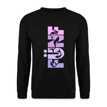 Kinder Geburtstag Mädchen 5 Jahre Meerjungfrau - Unisex Pullover - Schwarz - Vorne - Alina (178cm) & Michal (187cm)