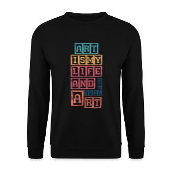 Künstler Beruf Leinwand Farbrolle - Unisex Pullover - Schwarz - Vorne - Alina (178cm) & Michal (187cm)