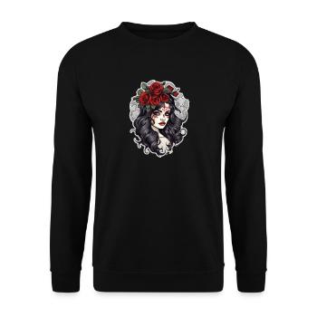 Gothic Rose Queen Illustration - Unisex Sweatshirt - black - Front - Alina (178cm) & Michal (187cm)