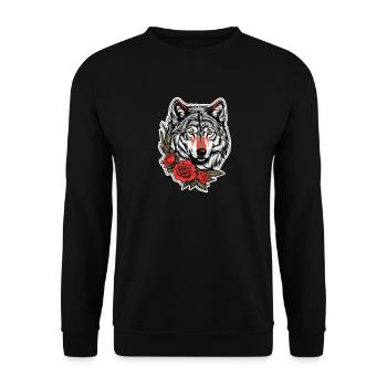 Tierwelt Gothic Rose Illustration Grafikdesign - Unisex Pullover - Schwarz - Vorne - Alina (178cm) & Michal (187cm)