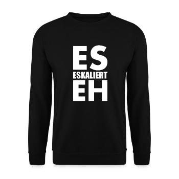 Es eskaliert eh - Unisex Pullover - Schwarz - Vorne - Alina (178cm) & Michal (187cm)