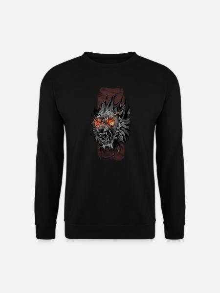 Roi de l’enfer : Regard flamboyant du lion - Sweat-shirt Unisexe - noir