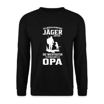 Jäger Opa Großvater Jagd Jagen Jagdhund Geschenk - Unisex Pullover - Schwarz - Vorne - Alina (178cm) & Michal (187cm)