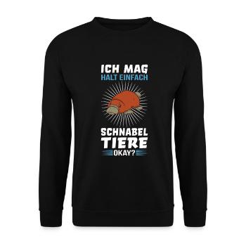 Schnabeltier Ich mag Schnabeltiere Platypus süß - Unisex Pullover - Schwarz - Vorne - Alina (178cm) & Michal (187cm)