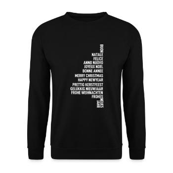 Frohe Weihnachten Silvester Xmas Weihnachtsshirt - Unisex Pullover - Schwarz - Vorne - Alina (178cm) & Michal (187cm)