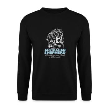 My AUSTRALIAN SHEPHERD is family Wilsigns dog - Unisex Sweatshirt - black - Front - Alina (178cm) & Michal (187cm)