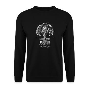 ROUGH COLLIE Guardian Angel Wilsigns Hundespruch - Unisex Pullover - Schwarz - Vorne - Alina (178cm) & Michal (187cm)