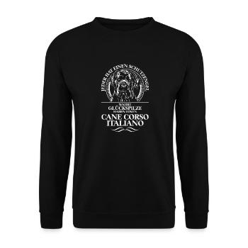 CANE CORSO ITALIANO Schutzengel Spruch Wilsigns - Unisex Pullover - Schwarz - Vorne - Alina (178cm) & Michal (187cm)