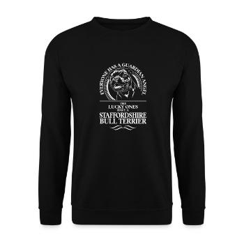 STAFFORDSHIRE BULL TERRIER Guardian Angel WILSIGNS - Sweat-shirt Unisexe - noir - Devant - Alina (178cm) & Michal (187cm)