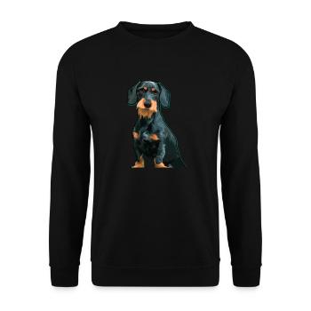 Dachshund, Dackel, Kurzhaardackel, Illustration - Unisex Pullover - Schwarz - Vorne - Alina (178cm) & Michal (187cm)